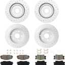 Betthand Brakes and Rotors Fit for [w/Third Row Seating] 06-18 Toyota RAV4 | L4 V6 Japan Built [2.4/2.5L for Third Row Seating, 3.5L for ALL] 11.65''+11.06'' Geomet Rotors and Ceramic Pads