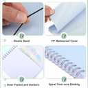 3 Pcs Spiral Notebook 5.9x8.3, 140 Pages Small Notebook for Women A5 College Ruled Journals Cute Notebooks with Large Pockets and Index Stickers for Home School Office UsePurple, Green, Blue