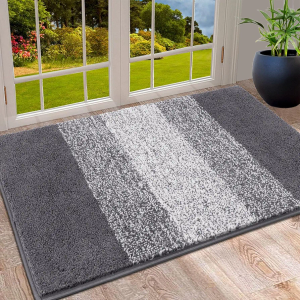 Vaukki Indoor Doormat Entryway Door Rug, Non Slip Absorbent Mud Trapper Mat Inside Floor Mat, Washable Door Carpet for Entryway (24''x36'', Grey)