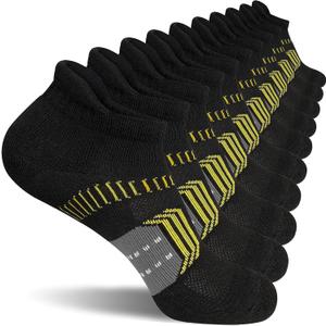 suaskk Womens Athletic Cushioned Anti-Blister Comfort Running Ankle Socks 5 Pairs (Black, M)