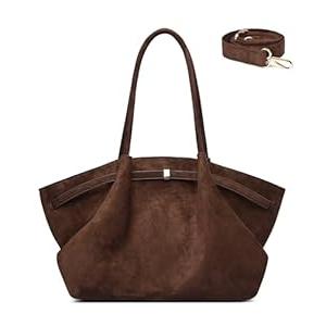 Makukke Tote Bag for Women, Faux Suede Bag Women's Handbags, Shoulder Crossbody Bag for Daily Commute & Casual Use (Chocolate)