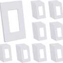 CML Screwless Wall Plates, 40 Pack Decorator Light Switch Covers, 1-Gang Decor Outlet Switch Plate, Standard Size 2.91x4.68, Impact Resistant, White