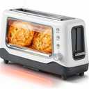 Dash Clear View Toaster | 10" Long Slot 2 Slice Toaster with See-Through Glass Window, 7 Browning Levels, Bagel, Defrost & Reheat Functions, Removable Glass Panel, Crumb Tray, White