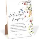 2 x Flower Wooden Baby Shower Decor, Late Night Diapers Sign, Boho Baby Shower Decorations with Stand, Table Decorations for Reception for Gender Reveal Night, Newborn Welcome Party Games, 40, 5.6x8 inches