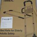 HOMEAL Bed Rails for Elderly Adults Safety - Height Adjustable Bedside Assist Rails for Seniors, Stable Bed Cane Guard Railings with Non-Slip Ergonomic Handle Bar and Storage Pocket (Grey)