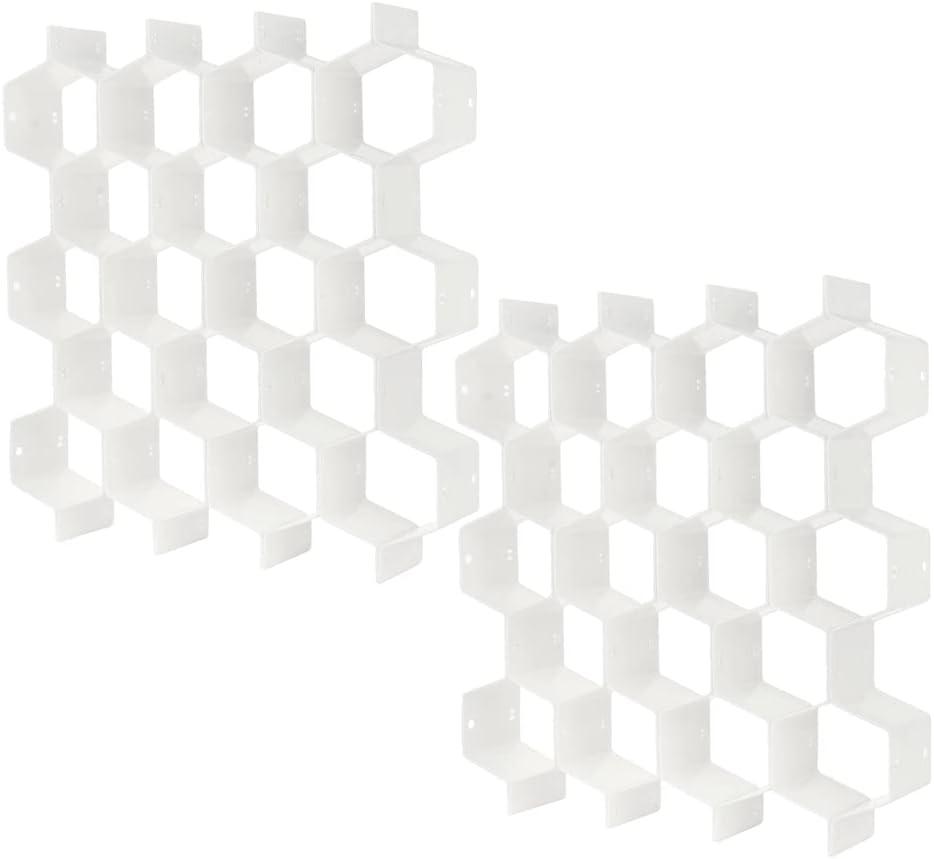 Poeland Drawer Divider Organizer 8pcs DIY Plastic Grid Honeycomb Drawer Divider White, 2 Pack