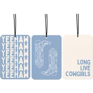 5 x Blue Cowgirls Car Air Freshener Western Car Accessories Interior Hanging 3Pcs Yeehaw Long Live Girly Boots Rear View Mirror Decor, Retro Preppy Car Accessories for Women Girls(Lavender)