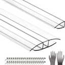 20 Pack Polycarbonate Connectors for 6 MM Panels - 6 PCS 4FT H-Channel & 14PCS 2FT U-Trim Edge Trims, Heavy Duty Panel Joiners for Greenhouse, Patio and Roof Panels