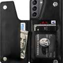 ONETOP Compatible with Samsung Galaxy S21 Plus Wallet Case with Card Holder, PU Leather Kickstand Card Slots Case, Double Magnetic Clasp and Durable Shockproof Cover 5G 6.7 Inch(Black)