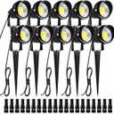 ZUCKEO Low Voltage Landscape Lights LED Landscape Lighting with Connectors, 10W 12V 24V Outdoor Spotlights Waterproof Garden Flood Pathway Yard Lights 1000LM Daywhite Light(10Pack with Connector)