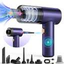 16000PA Cordless Handheld Vacuum, 4-in-1 Portable Car Vacuum Cleaner, Air Duster, Blower, Pump, Mini Vacuum Cleaner Rechargeable & Lightweight for Car, Home, Office, Pet Hair (Purple)