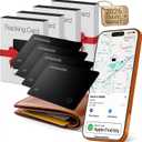 SPOTMINDERS Apple MFI Certified Wallet Tracking Card Black 4-Pack - Works with Apple Find My Rechargeable Tracker IP68 Waterproof 0.07in Slim iPhone Item Finder Smartcard for Luggage Tags Purse Keys