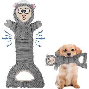 Dog Squeak Toys Interactive Pet Toy with Crinkle Paper Pull Chew Toys for Small Medium Large DogsGray