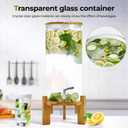 Beverage Dispenser 3.5 Gallon with Spigot Glass Water Dispenser for Parties, Bars, Restaurants (13Lwith Wood Stand Drink Dispensers