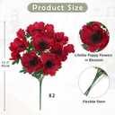 Hollyone 10 Heads Red Poppy Flowers Artificial 2Pcs Fake Poppies Flowers Bouquets with 7 Heads Full Bloom Poppy & 3 Buds Bouquet Stems Faux Floral Flower Arrangement for Party Table Home Decoration