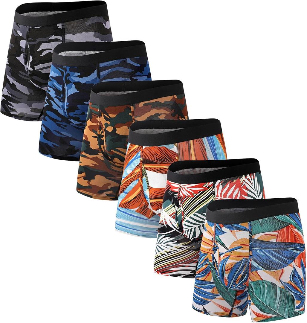 HAVVIS Men's Performance Underwear Boxer Briefs Soft Comfortable Bamboo Viscose Underwear for Men Multipack, Pack 6, XL