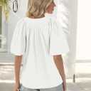 Relipop Womens Blouse Oversized Flutter Sleeve Top V Neck Shirts 2025 Summer Business Work Blouses Outfits (White, M)