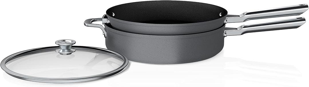 Ninja C53300 Foodi NeverStick Premium 3-Piece Cookware Set with Glass Lid, Anti-Scratch Nest System, Hard-Anodized, Nonstick, Durable & Oven Safe to 500F, Slate Grey Ninja C53300 Foodi NeverStick Premium 3-Piece Cookware Set with Glass Lid, Anti-Scratch Nest System, Hard-Anodized, Nonstick, Durable & Oven Safe to 500F, Slate Grey