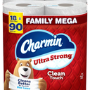 Charmin Ultra Strong Clean Touch Toilet Paper, 18 Family Mega Rolls = 90 Regular Rolls
