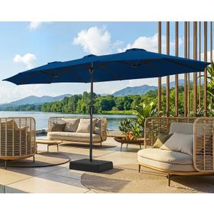SUPERJARE 15FT Outdoor Patio Umbrella with Base Included, Double Sided Pool Umbrellas with Fade Resistant Canopy, Extra-Large Table Umbrella for Deck, Market, Backyard, Navy Blue