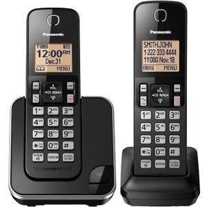 Panasonic Expandable Cordless Phone System with Amber Backlit Display  2 Handsets  KX-TGC352B (Black) (2 Count (Pack of 1))