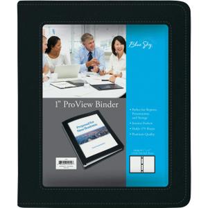 Blue Sky ProView Legacy Black 3 Ring Binder, Letter Size, 1", Textured Faux Leather Cover, Built-in Pockets, Holds 175 Sheets (94029)