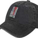 Walk with Jesus Embroidered Baseball Cap Vintage Adjustable Washed Cotton Christian Hat for Men Women,Black (Black)