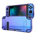 eXtremeRate PlayVital Glossy Back Cover for Nintendo Switch Console, Joycon Separable Protector Hard Shell, Dockable Protective Case for Nintendo Switch - Chameleon Purple Blue (NOT for Switch 2)