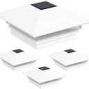 GreenLighting 4 Pack Gala Solar Powered LED Post Cap Light for 4x4 Nominal Wood Posts and 4x4 PVC or Vinyl Posts (White)