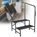 BuyGoe RV Step with Handrail, Foldable 2 Steps with Handle RV Stairs Home Ladder Foldable Stairs for 5th Wheel RV, Hot Tub, Outdoor Spa Pool