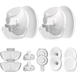 2 Pack Full Breast Pump Kits Compatible with Momcozy Upgraded Mobile Flow M9, Upgraded M9 Full Set Parts Including 24mm FlnageX2, Gray ValveX2, Gray DiaphragmX2, Container with LipX2, 2 Overall-24mm