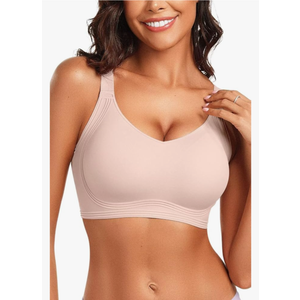 Vertvie Women's Seamless Wireless Push Up Bras with Support and Lift No Underwire Bralettes Full Coverage Sport Everyday Bra, M