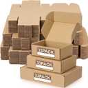 Qilery 100 Pcs Small Shipping Boxes Assorted Sizes,6x4x2", 7x5x2", 9x6x3" | Mailer Boxes for Small Business Mailing Packing Moving, Brown 3-ply E-flute Corrugated Cardboard, Tuck Top Self-lock