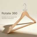 Wooden Hangers 90 Pack,Heavy Duty Solid Wooden Clothes Hangers with Pant Bar,360-Degree Rotatable Hook,Durable & Slim Wood Hangers for Coats,Jackets,Dress,Pants(Natural)
