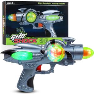Electric Toy Space Gun, Galactic Infinity Alien Blaster Pistol for Kids Pretend Play with Flashing LED Lights and Blasting Laser FX Sounds