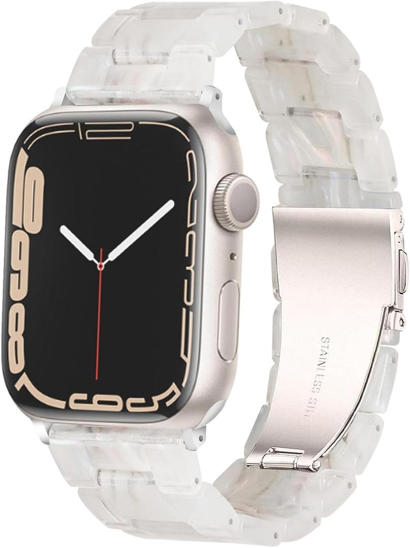 HOPO Compatible With Apple Watch Band 49mm 46mm 45mm 44mm 42mm 41mm 40mm 38mm Thin Light Resin Strap Bracelet With Stainless Steel Buckle Replacement For iWatch Series SE Series 10 9 8 7 Ultra 6 5 4 3 2 1 for Women Men