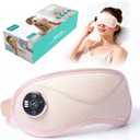 Cordless Heated Eye Mask with Massager, Warm Compress for Eyes, 3D Contoured Light-Blocking Eye Mask for Dry Eyes, LED Display, 3 Heat & Vibration Modes, Home, Office & Travel