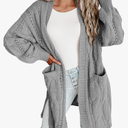 Dokotoo Long Cardigans for Women Open Front 2025 Long Sleeves Winter Sweaters with Pockets, Size M