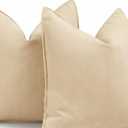 ZWJD Cream Pillow Covers 20x20 Set of 2 Chenille Throw Pillow Covers with Elegant Design Soft and Luxurious Decorative Throw Pillows for Couch, Bed, and Home Decor