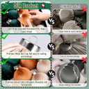 TonJin Christmas Tree Ornaments Velvet Balls 12 Pack, 3.15"/80mm Glitter Shatterproof Hanging Flocked Large Xmas Bulbs Decorations, Lightweight,Green Burnt Orange Neutral Holiday Party Home Decor