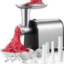 Electric Meat Grinder, Sausage Stuffer with 3 Sausage Tubes, 2 Blades, 3 Plates, 3200W Max, Meat Grinder Heavy Duty for Home Kitchen Use, Stainless Steel (Black)