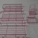 5 Pack Shower Caddy Organizer Rack Shelf for Inside Shower, Adhesive Bathroom Wall Storage Basket Rustproof Stainless Steel Shampoo Holder, Girly Bathroom Accessory Decor Set, Pink