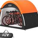 Upgraded Bike Tent with Rain Cover, Portable Outdoor Storage Shed for 4-5 Bikes, 210D Oxford Fabric PU4000 Waterproof, Bike Shed/Bike Cover for Motorcycles, Garden Tools, Lawn Mower (79*59*67in, Orange)