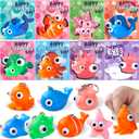JOYIN 28 Packs Valentine's Day Gift Cards with Sea Animal Unzip Popping Eyes Keychains for Kids Party Favor Prizes, Classroom Exchange Gifts, Valentines Greeting Cards