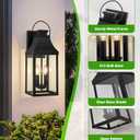 tewei 2-Pack Outdoor Wall Lights, 20'' Porch Light Outdoor Wall Sconce Lantern, Modern Black Exterior Lighting Fixture Wall Mount, Outside Light for House Garage