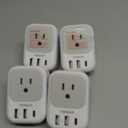 TESSAN 4 Prong to 3 Prong Outlet Adapter 2 Pack, US to Japan Plug Adapter with 4 Outlets 3 USB (1 USB-C), Outlet Adaptor US to Japan China Mexico Philippines Canada Peru Thailand Vietnam