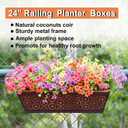 2 Pack 24" Window Box Planter for Outdoor Plants Railing Planter Window Box with Coco Fiber Liner Horse Trough Planter for Outdoor Deck Balcony Porch Fence Patio Garden Dcor