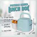 Nostalgia Portable Heated Lunch Box 2.5-Cup Stainless Steel Food Warmer Detachable Cord, Leak-Proof Lid, Carry Handle Portable for Work & Travel Chambray
