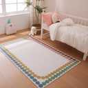 Amazon Basics Kids Printed Area Rug, Soft, Non-Slip, Machine Washable, 4' W 6' L, Colorful Dots