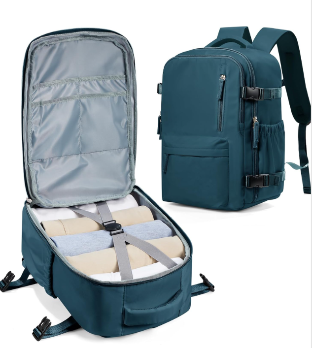 winspansy Carry on Travel Backpack for Women Men Lightweight Business Gym Laptop Work Backpack Airport Frontier Airlines Personal Item Bag Flight Approved Mochilas de Viaje Peacock Blue